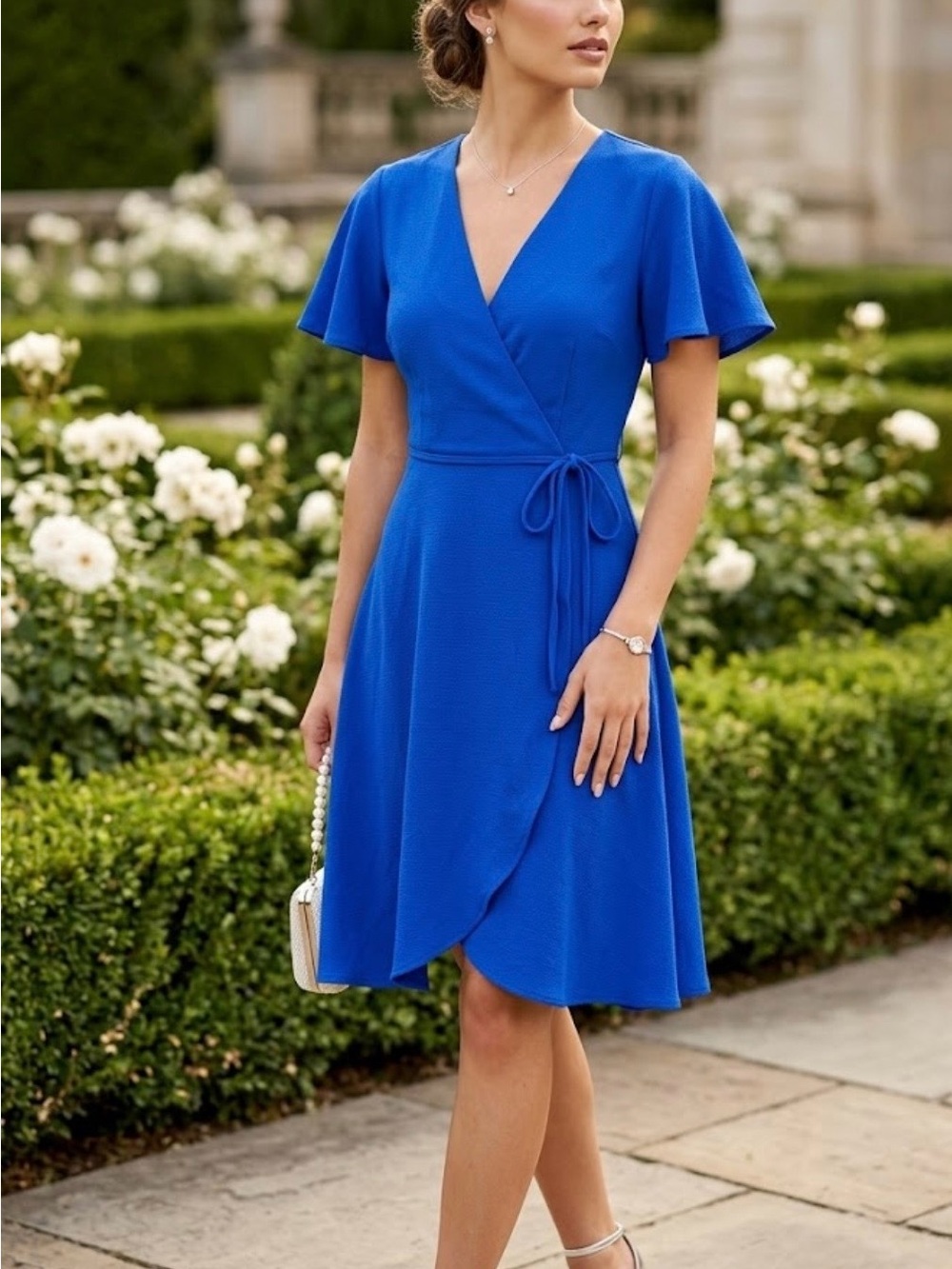 Monteau Electric Blue Wrap-Style Mini Dress